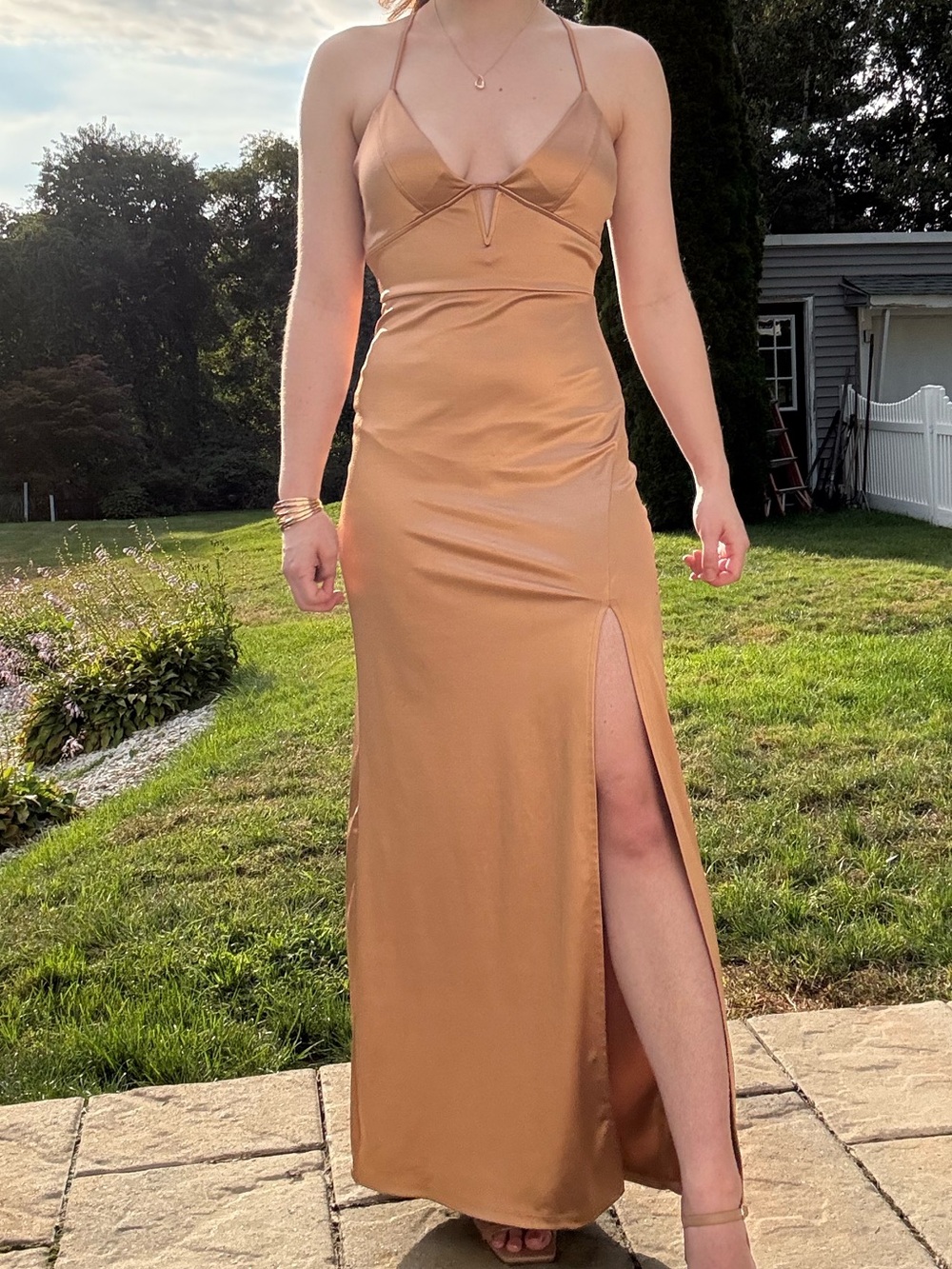 Gold satin gown